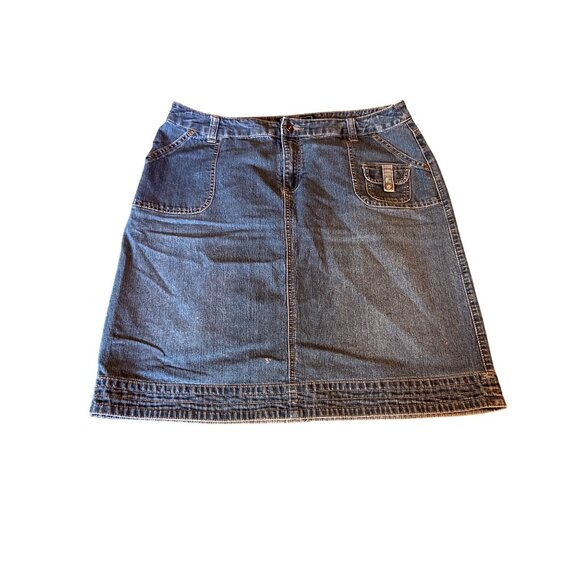 Cato Woman Denim Jean Skirt 16W Pocket Detail Classic Stretch Urban Casual Stain - Picture 1 of 10